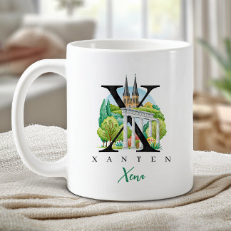 Xanten Duitsland Monogram Letter X Persoonlijk Cad Koffiemok