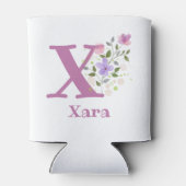 Xara naam met een bloemontwerp blikjeskoeler (Achterkant)