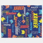 Xavier douanenaam pixel grafisch monster fleece deken (Voorkant (Horizontaal))