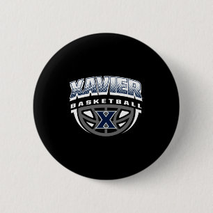 Xavier musketeers basketbal dribbel marineblauw  ronde button 5,7 cm
