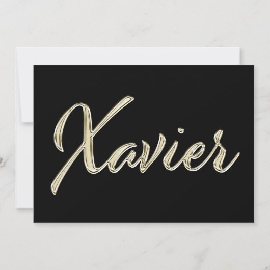 Xavier Name white gold Handwriting Karte Kaart (Voorkant)