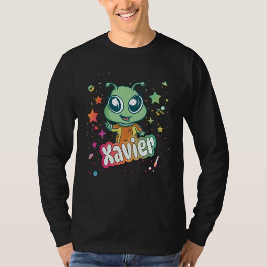 Xavier - Schattigee jongensnaam met leuke alien T-shirt (Voorkant)