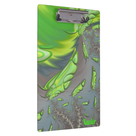 XAVIER ~ Zilver Grijs en Groen ontwerp Klembord (Rechts)