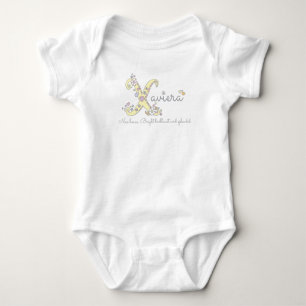 Xaviera naam betekenis X monogram baby meisjes rom Romper