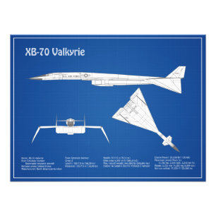 XB-70 Valkyrie - Vliegtuigblauwdruk plannen ABD Foto Afdruk