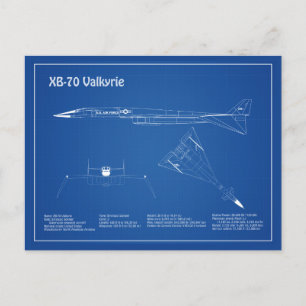 XB-70 Valkyrie - Vliegtuigblauwdruk Plannen AD Briefkaart