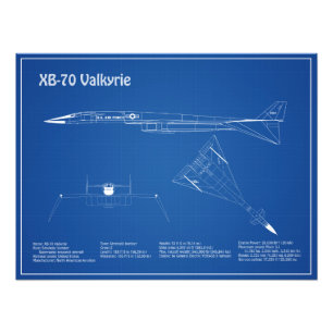 XB-70 Valkyrie - Vliegtuigblauwdruk Plannen AD Foto Afdruk