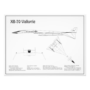 XB-70 Valkyrie - Vliegtuigblauwdruk Plannen BD Foto Afdruk