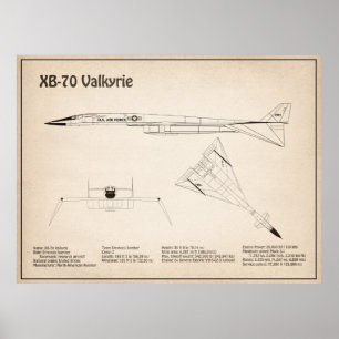 XB-70 Valkyrie - Vliegtuigblauwdruk Plannen SD Poster