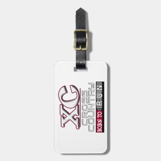 XC KROSS LAND MOTTO GEBOREN OP RUN MAROON BAGAGELABEL (Voorkant verticaal)