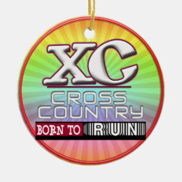 XC KROSS LAND MOTTO GEBOREN OP RUN MAROON KERAMISCH ORNAMENT