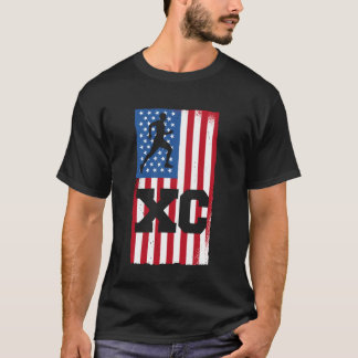 XC Runner Patriotic American Flag Cross Country Ru T-shirt