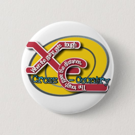 XC TOUGH MOTTO (KRUISLAND) RONDE BUTTON 5,7 CM (Voorkant)