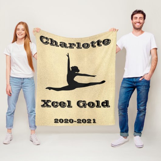 Xcel Gold Gymnastics Girls Fleece Blanket (In situ)
