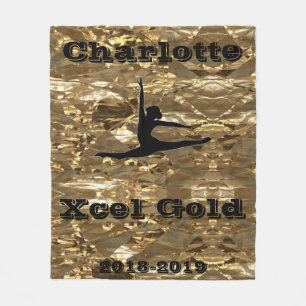 Xcel Gold Gymnastics Personalized Fleece Blanket Deken