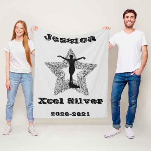 Xcel Silver Gymnastics Star Fleece Blanket (In situ)