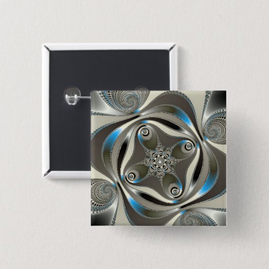 xChrome - Fractal Vierkante Button 5,1 Cm (Voorkant /achterkant)