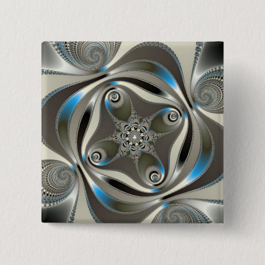 xChrome - Fractal Vierkante Button 5,1 Cm (Voorkant)