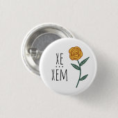 XE/XEM Pronouns Gold Roos CUSTOM Ronde Button 3,2 Cm (Voorkant /achterkant)