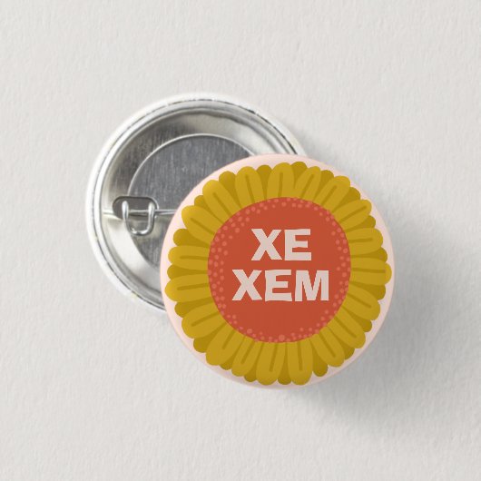XE/XEM Pronouns Sunflower Daisy Pride Ronde Button 3,2 Cm (Voorkant /achterkant)