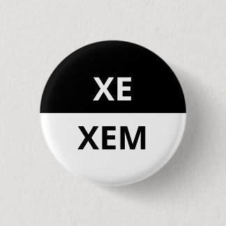 Xe/Xem ronoun zwart-wit badge Ronde Button 3,2 Cm