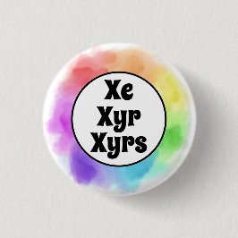 Xe Xyr Xyrs Pronouns in Watercolor Cirkel Ronde Button 3,2 Cm