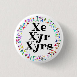 Xe Xyr Xyrs Voornaamwoorden in Menselijke Figuren Ronde Button 3,2 Cm