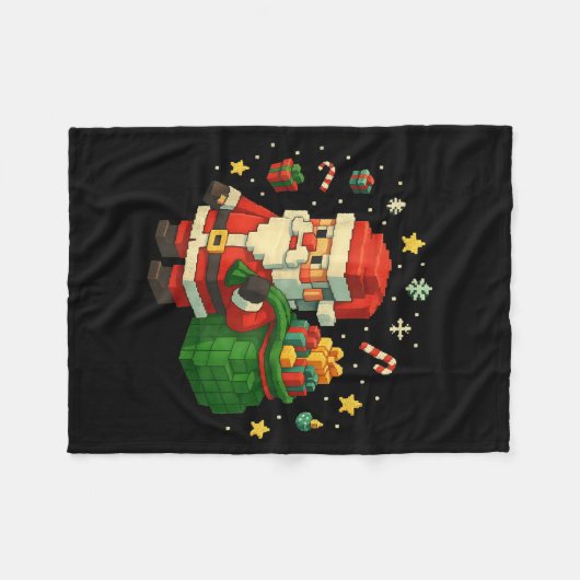 Xel Santa Claus With Retro Gamer Christmas  Fleece Deken (Voorkant (Horizontaal))