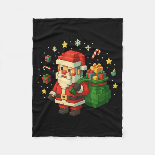 Xel Santa Claus With Retro Gamer Christmas  Fleece Deken (Voorkant)