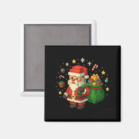 Xel Santa Claus With Retro Gamer Christmas  Magneet (Voorkant / Achterkant)