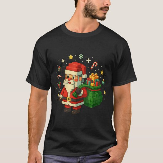 Xel Santa Claus With Retro Gamer Christmas T-shirt (Voorkant)