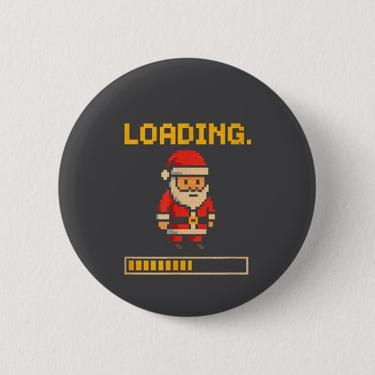 Xel Santa Loading Retro Christmas Gamer Shirt  Ronde Button 5,7 Cm (Voorkant)