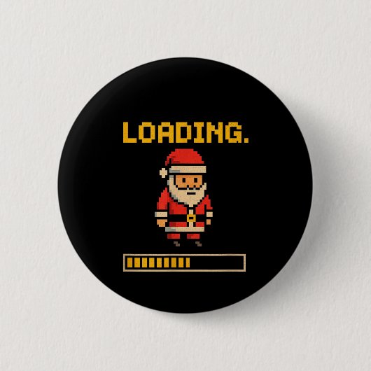 Xel Santa Loading Retro Christmas Gamer Shirt  Ronde Button 5,7 Cm (Voorkant)