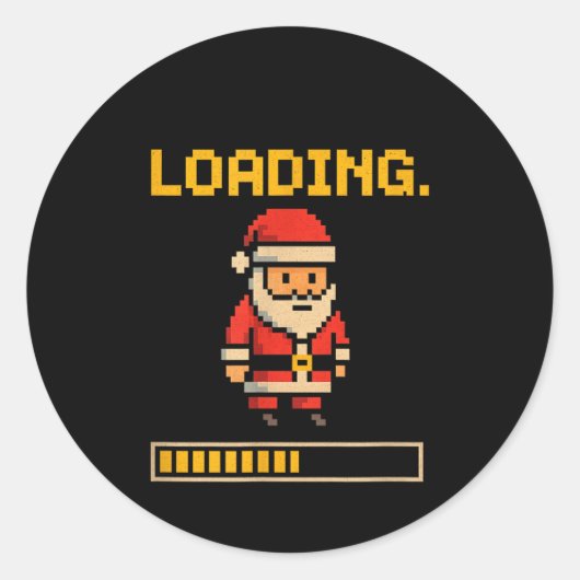 Xel Santa Loading Retro Christmas Gamer Shirt  Ronde Sticker (Voorkant)