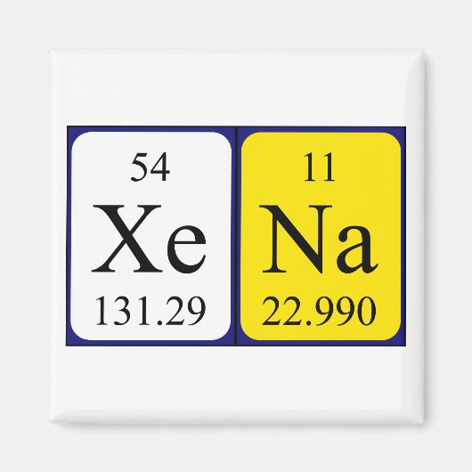 Xena periodieke tabelnaam magneet (Voorkant)