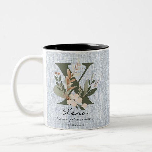 Xena's Noble Heart - Boho Chic Floral Monogram Mok (Links)