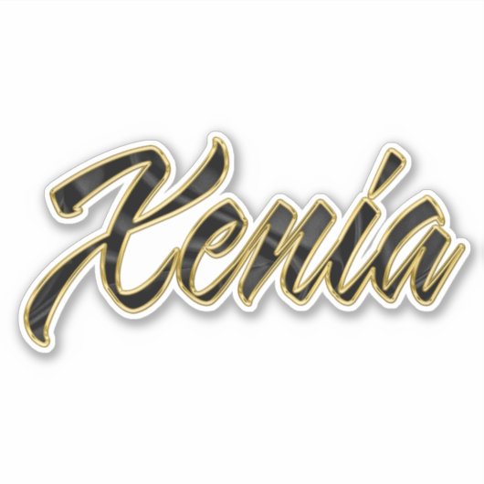 Xenia black gold Lettering Aufkleber Sticker (Voorkant)