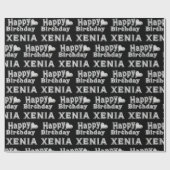 Xenia Happy Birthday silver black Geschenk papier (Vlak)