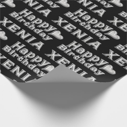 Xenia Happy Birthday silver black Geschenk papier (Hoek)