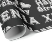 Xenia Happy Birthday silver black Geschenk papier (Rol Hoek)