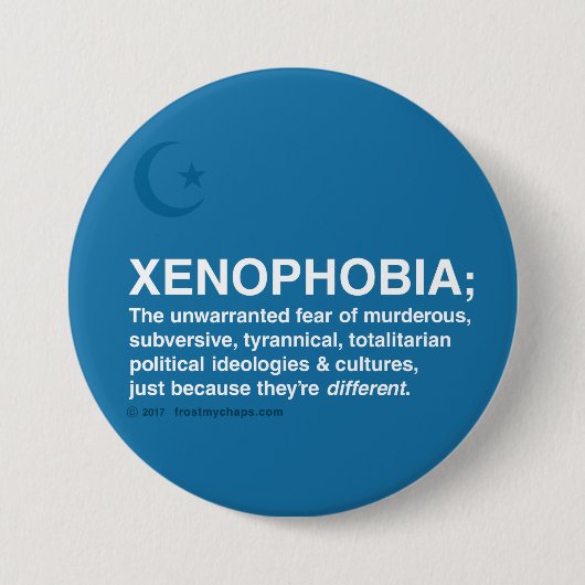 Xenofobie gedefinieerd ronde button 7,6 cm (Voorkant)