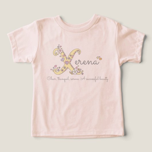 Xerena meisjesnaam betekent X monogram baby kledin (Design voorkant)