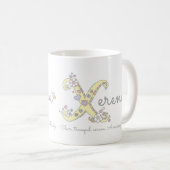 Xerena-naam die decoratieve X-monogram-mok beteken Koffiemok (Voorkant rechts)