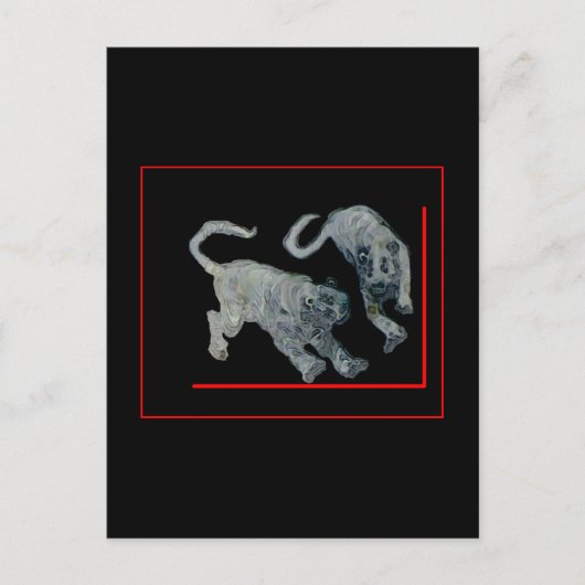 Xian China 2002 Ghost Tigers Red Boarder Gibney Briefkaart (Voorkant)