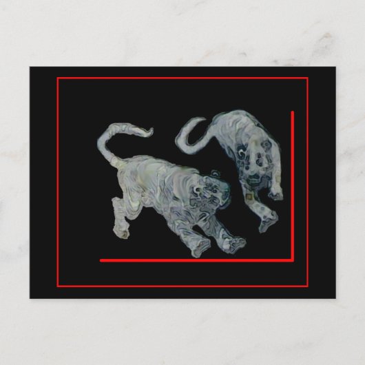 Xian China 2002 Ghost Tigers Red Boarder the MUSEU Briefkaart (Voorkant)