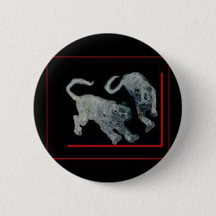Xian China 2002 Ghost Tigers Red Boarder the MUSEU Ronde Button 5,7 Cm