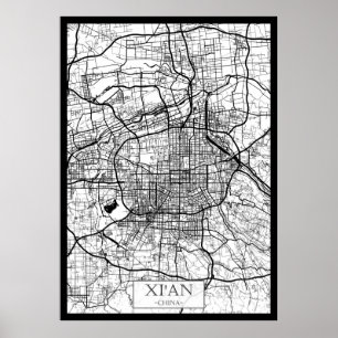 Xi'An China Kaart Poster