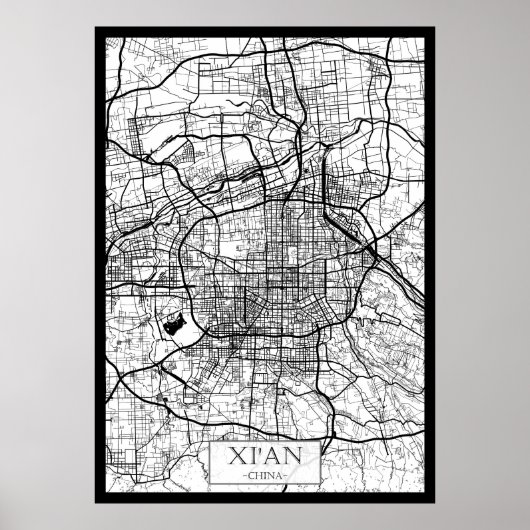 Xi'An China Kaart Poster (Voorkant)
