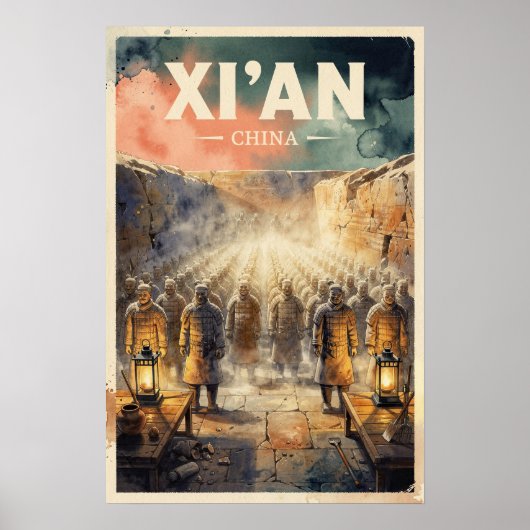 Xi'an China Vintage Reizen Poster (Voorkant)