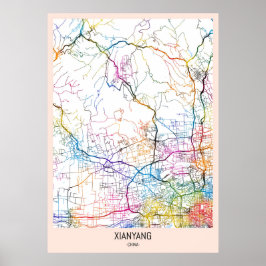 Xianyang China Stadkaart Poster